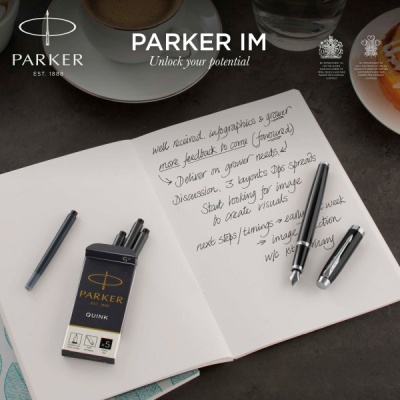 Набор ручек Parker IM Core FK221 (2093215) Black CT сталь нержавеющая подар.кор. ручка перьевая, ручка шариковая