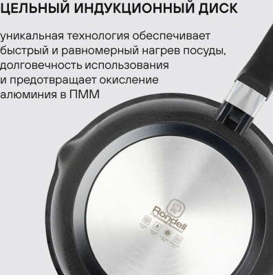 Сковорода Rondell Escurion RDA-894 круглая 26см покрытие: Xylan Plus ручка съемная (без крышки) черный