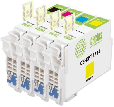 Картридж струйный Cactus CS-EPT1716 17XL черный/желтый/голубой/пурпурный набор (44.6мл) для Epson XP-33 с чипом
