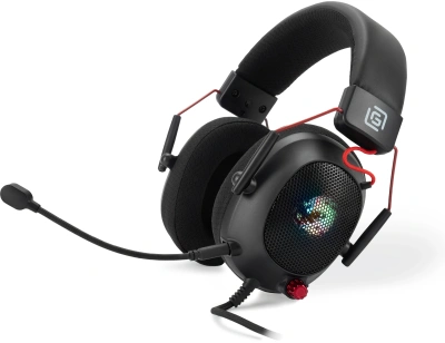 Наушники с микрофоном Оклик HS-L305G черный/красный 2м мониторные оголовье (2060511)