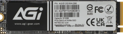Накопитель SSD AGi PCIe 3.0 x4 512GB AGI512GIMAI298-CB AI298 M.2 2280