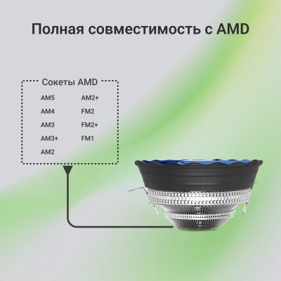 Устройство охлаждения(кулер) Digma D-CPC95-2 Soc-AM5/AM4/1200/1700/1851 черный 3-pin 29dB Al 95W 185gr Ret