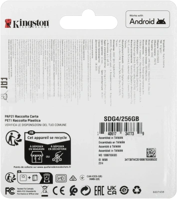 Флеш карта SDXC 256GB Kingston SDG4/256GB Canvas Go! Plus V30 w/o adapter