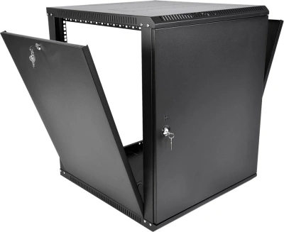 Шкаф коммутационный ЦМО ШРН-Эконом (ШРН-Э-15.500.1-9005) настенный 15U 600x520мм пер.дв.металл задн.дв.стал.лист направл.под закл.гайки 75кг черный 470мм 22.68кг 180град. 742мм IP20 металл