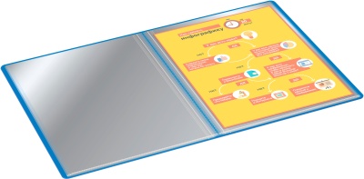 Папка с 60 прозр.вклад. Бюрократ -BPV60BLUE A4 пластик 0.7мм торц.карм с бум. встав синий