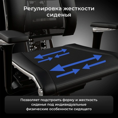 Кресло руководителя эргономичное Метта Yoga Spine Triumph L2 (M06) черный сиденье черный сет./экокожа с подголов. крестов.5-луч. металл хром