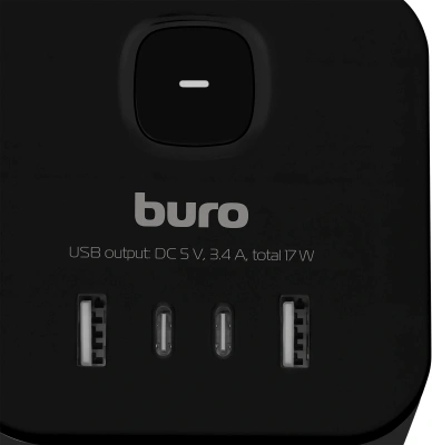 Сетевой разветвитель Buro BU-PW3UC-B (3 розетки) черный (коробка)