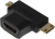 Переходник аудио-видео HDMI (f)/Micro HDMI (m)/Mini HDMI (m) черный (+ Mini HDMI (Male))