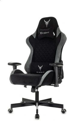 Кресло игровое Knight Regal Fabric черный/серый искусственная замша с подголов. крестов. металл