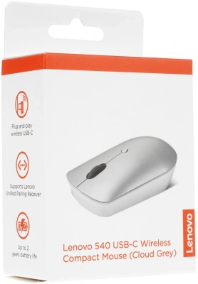 Мышь Lenovo 540 USB-C Wireless Compact светло-серый оптическая 2400dpi беспров. USB-C для ноутбука 3but (GY51D20869)