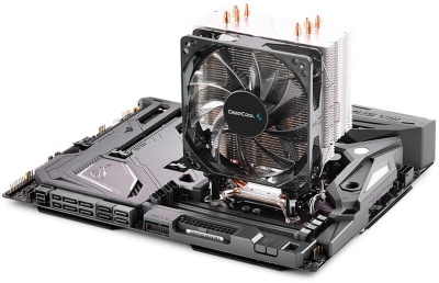Устройство охлаждения(кулер) Deepcool Gammaxx 400 Blue Basic одноцветная Soc-AM5/AM4/1200/1700/1851 черный 4-pin 18-30dB Al+Cu 130W 640gr Ret (DP-MCH4-GMX400P-BL)