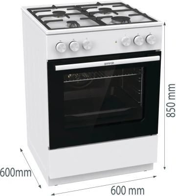 Плита Комбинированная Gorenje GK6A40WFFM белый (без крышки) реш.чугун