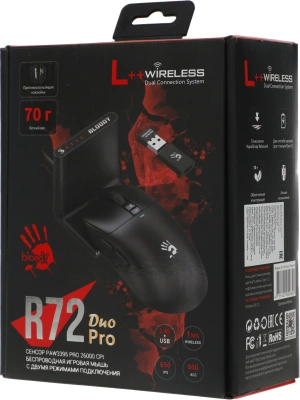 Мышь A4Tech Bloody R72 Pro Duo черный оптическая 26000dpi беспров. USB/USB-C 7but