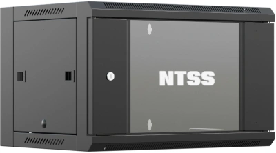 Шкаф коммутационный NTSS (NTSS-W6U6060GS-BL) настенный 6U 570x600мм пер.дв.стекл 60кг черный 500мм 18.8кг 220град. 370мм IP20 сталь