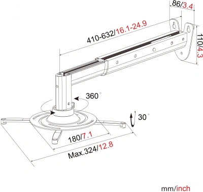 Кронштейн для проектора Cactus CS-VM-PR05BL-BK черный макс.10кг настенный поворот и наклон