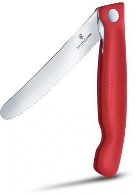 Нож кухонный Victorinox Swiss Classic 6.7831.FC1 стальной столовый для овощей лезв.110мм серрейт. заточка красный карт.коробка