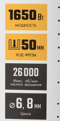 Фрезер Зубр ФМ-1650 1650Вт 26000об/мин макс.ход:50мм