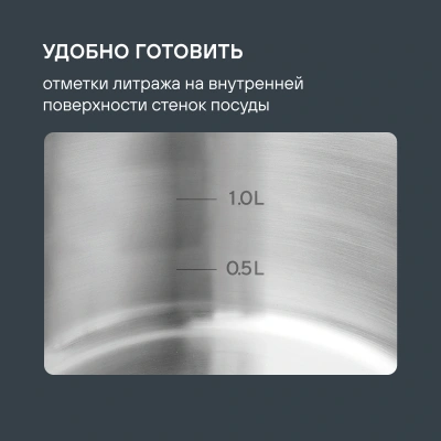 Кастрюля Rondell Fjord RDS-1792 5.2л. d=24см (с крышкой) стальной