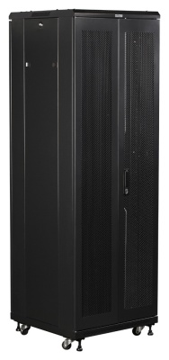 Шкаф коммутационный Lanmaster (TWT-CBB-27U-6X8-P1) напольный 27U 600x800мм пер.дв.перфор. задн.дв.перфор.2-хст. 2 бок.пан. 800кг черный IP20 сталь