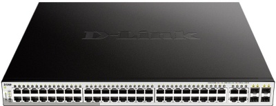 Коммутатор D-Link DGS-1210-52MP/F DGS-1210-52MP/F4A (L2) 48x1Гбит/с 4xКомбо(1000BASE-T/SFP) 4SFP 48PoE 370W настраиваемый