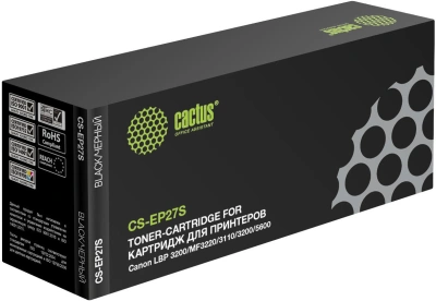 Картридж лазерный Cactus CS-EP27S EP-27 черный (2500стр.) для Canon LBP3200/MF3220/3110/3200/5600