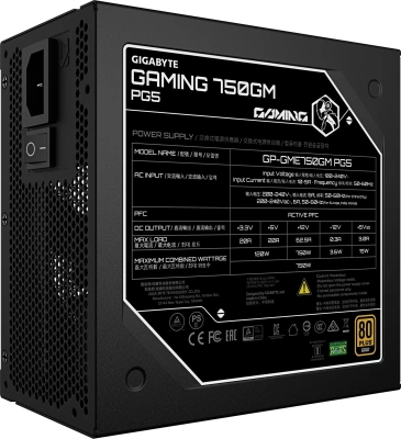 Блок питания Gigabyte ATX 750W GP-GME750GM PG5 80+ gold (20+4pin) APFC 135mm fan 8xSATA Cab Manag RTL