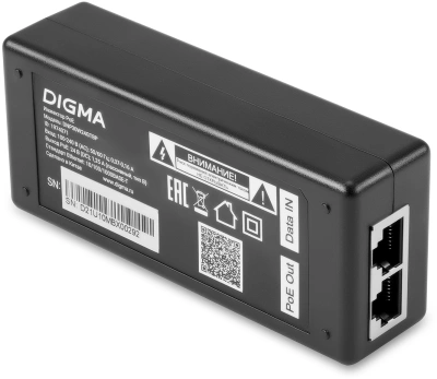 Инжектор PoE Digma DNP30W24GTBP 10/100/1000BASE-T 30Вт 100-240В(АС)