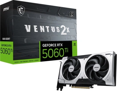 Видеокарта MSI PCI-E 5.0 RTX 5060 TI 8G VENTUS 2X PLUS NVIDIA GeForce RTX 5060TI 8Gb 128bit GDDR7 2572/28000 HDMIx1 DPx3 HDCP Ret