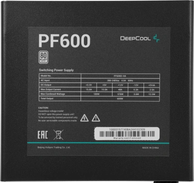 Блок питания Deepcool ATX 600W PF600 80+ white (20+4pin) APFC 120mm fan 6xSATA RTL