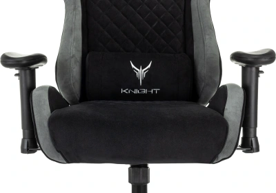 Кресло игровое Knight Regal Fabric черный/серый искусственная замша с подголов. крестов. металл