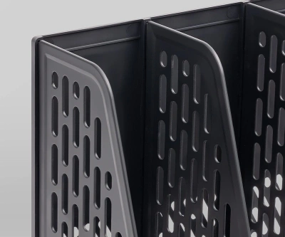 Лоток вертикальный Deli E9849 BLACK 4отд. сборный для бумаг 325x320x275мм черный пластик пластиковый пакет