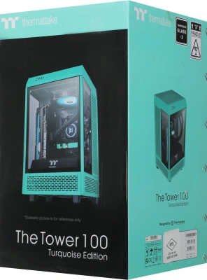 Корпус Thermaltake The Tower 100 Turquoise голубой без БП miniITX 1x120mm 3x140mm 2xUSB3.0 audio bott PSU