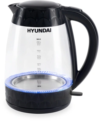 Чайник электрический Hyundai HYK-G4505 2л. 2200Вт черный корпус: стекло/пластик