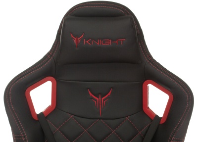 Кресло игровое Knight Titan черный/красный ромбик экокожа с подголов. крестов. металл