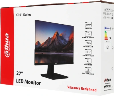 Монитор Dahua 27" DHI-LM27-C301B черный IPS LED 5ms 16:9 HDMI матовая 1200:1 300cd 178гр/178гр 2560x1440 100Hz DP 2K 4.8кг