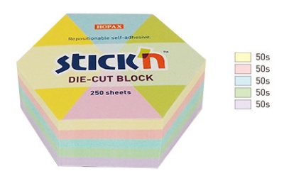 Блок самоклеящийся бумажный Stick`n 21826 61x70мм 250лист. пастель ассорти "гексагон"