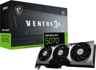 Видеокарта MSI PCI-E 5.0 RTX 5070 12G VENTUS 3X OC NVIDIA GeForce RTX 5070 12Gb 192bit GDDR7 2542/28000 HDMIx1 DPx3 HDCP Ret