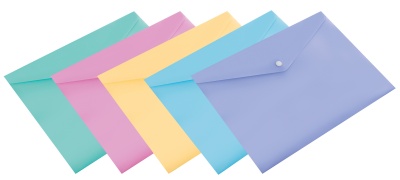 Конверт на кнопке Бюрократ Пастель -PKPAST/BLUE A4 пластик 0.18мм голубой