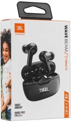 Гарнитура внутриканальные JBL Wave Beam черный беспроводные bluetooth в ушной раковине (JBLWBEAMBLK)
