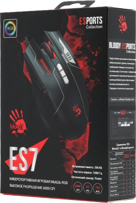 Мышь A4Tech Bloody ES7 черный оптическая 6000dpi USB 8but