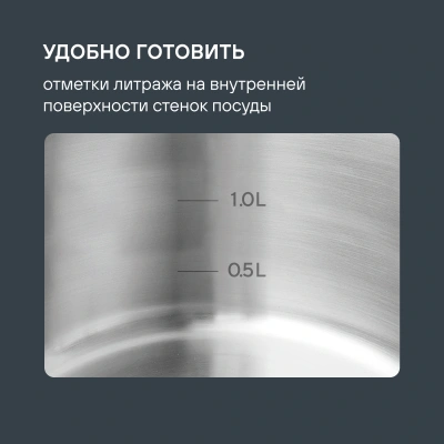 Кастрюля Rondell Fjord RDS-1791 3.2л. d=20см (с крышкой) стальной