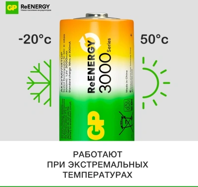 Аккумулятор GP 300DHC D NiMH 3000mAh (2шт)