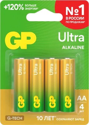 Батарея GP Ultra Alkaline 15AUA21-2CRSBC4 AA (4шт) блистер