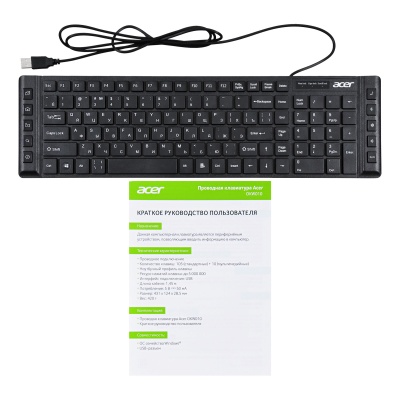 Клавиатура Acer OKW010 черный USB slim Multimedia (ZL.KBDEE.002) кабель 1.45м