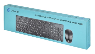 Клавиатура + мышь Оклик 220M клав:черный мышь:черный USB беспроводная slim Multimedia (1062000)