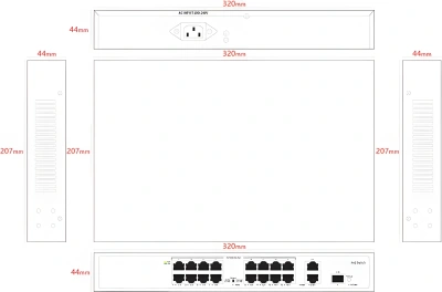 Коммутатор Tiandy TC-P3S019 H/1621/AT/180
