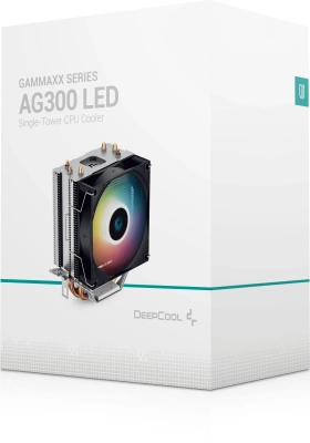 Устройство охлаждения(кулер) Deepcool AG300 LED RGB Soc-AM5/AM4/1200/1700/1851 серебристый 4-pin 18-31dB Al+Cu 150W 350gr Ret (R-AG300-BKLNMN-G)