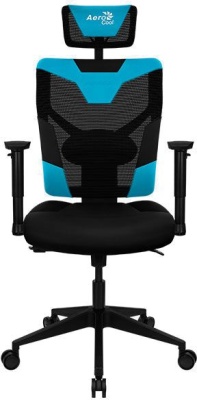 Кресло игровое Aerocool Guardian черный/голубой сиденье черный экокожа/сетка с подголов. крестов. нейлон