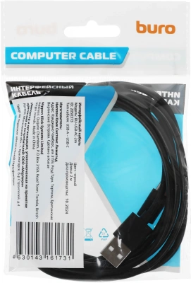 Кабель Buro BU-USB-AC-2M USB (m)-USB Type-C (m) 2м черный