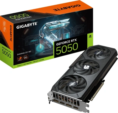 Видеокарта Gigabyte PCI-E 5.0 GV-N5050GAMING OC-8GD 1.0 NVIDIA GeForce RTX 5050 8Gb 128bit GDDR6 2632/20000 HDMIx2 DPx2 HDCP Ret